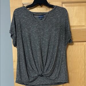 Democracy Black and Gray Striped Short Sleeve Tee